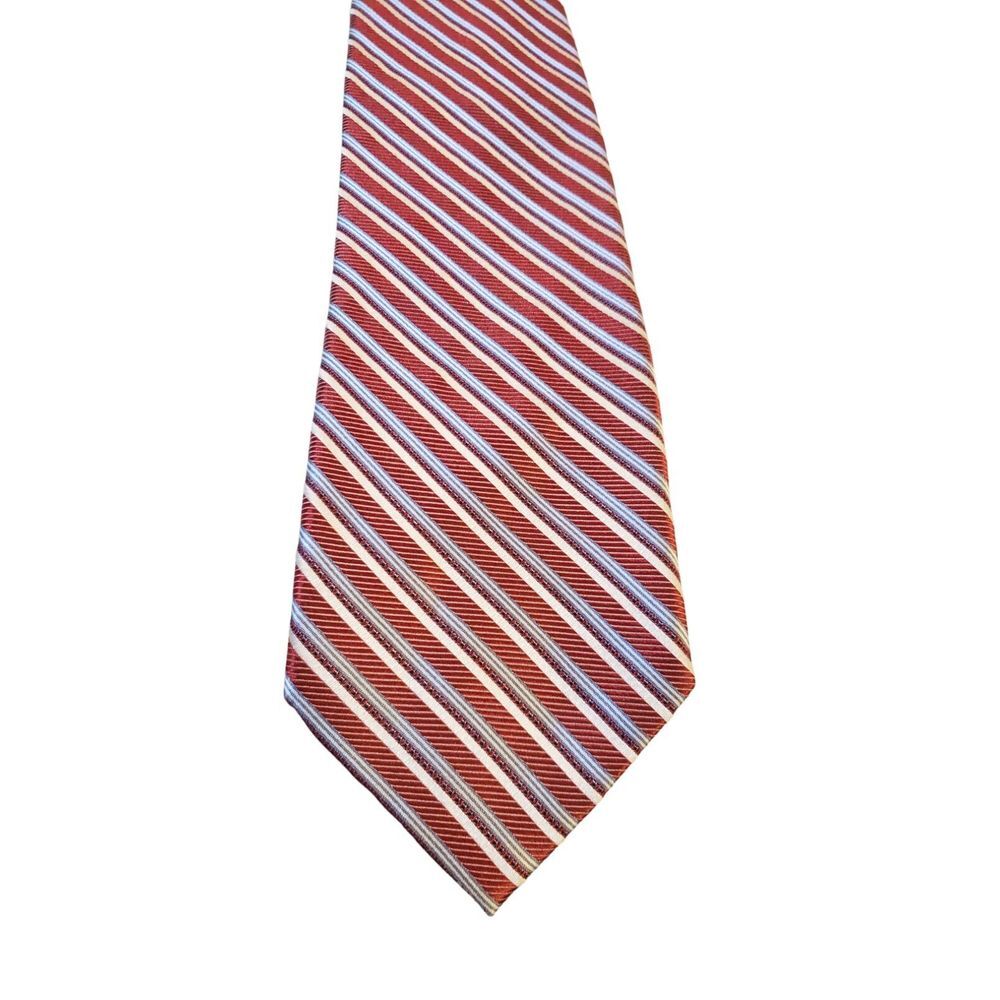 J.S.BLANK &‎ CO RED BLUE BEAUTIFUL STRIPE SILK NECKTIE TIE DESIGNER WEDDING